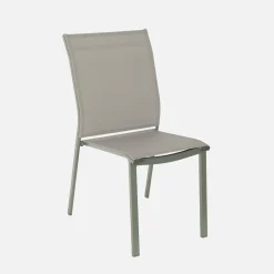 Silla de jardín apilable de aluminio y textilene, set de 4