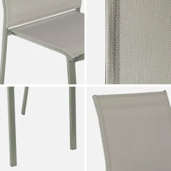 Silla de jardín apilable de aluminio y textilene, set de 4