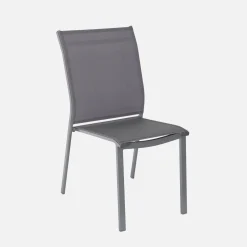 Silla de jardín apilable de aluminio y textilene, set de 2