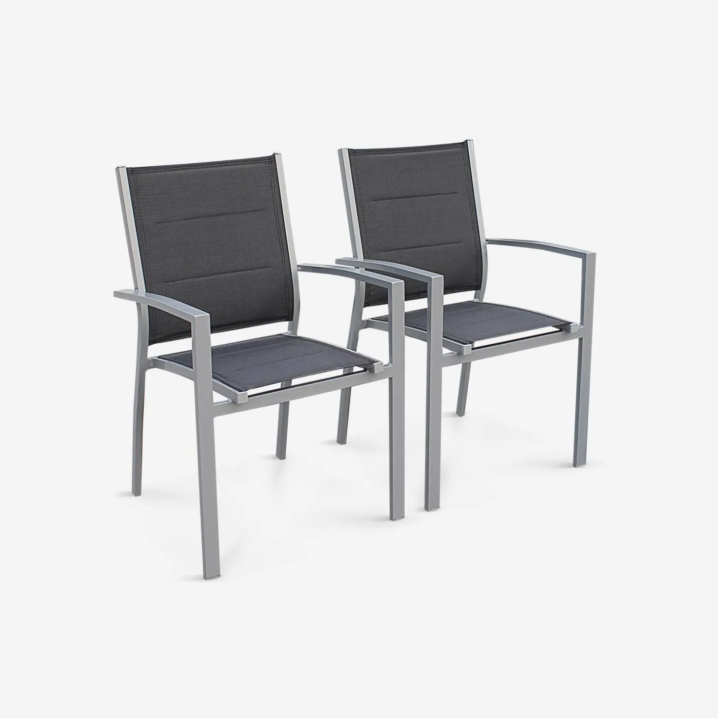 Silla de jardín apilable de aluminio, set de 2