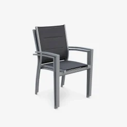 Silla de jardín apilable de aluminio, set de 2