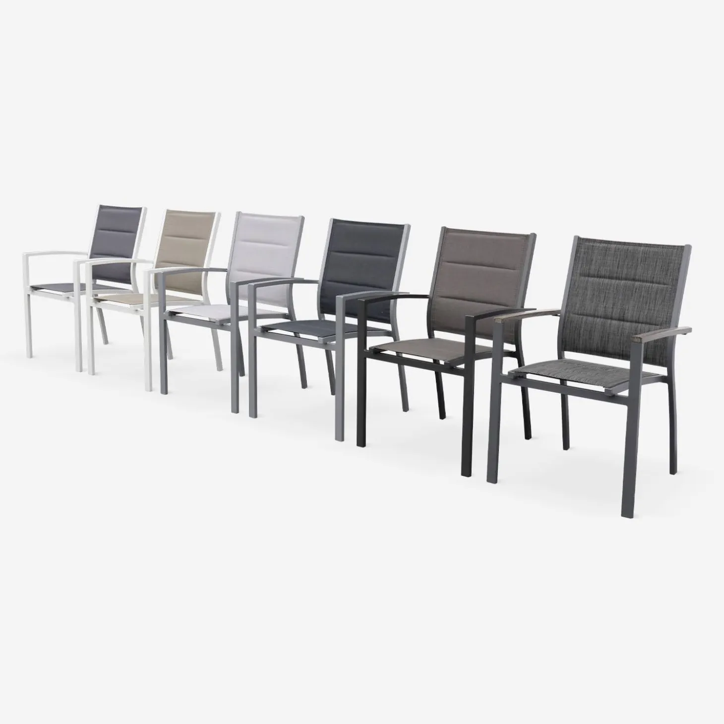 Silla de jardín apilable de aluminio, set de 2
