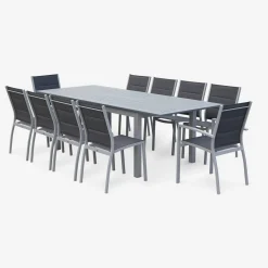 Silla de jardín apilable de aluminio, set de 2