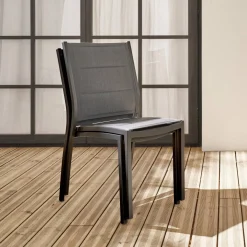 Silla de jardín apilable de aluminio, set de 2