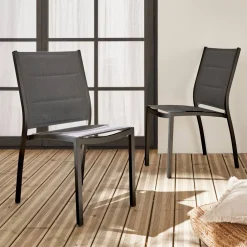 Silla de jardín apilable de aluminio, set de 2