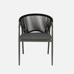 Silla de jardín apilable de acero y cuerdas, set de 2