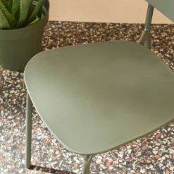 Silla de jardín apilable de acero y plástico, set de 4