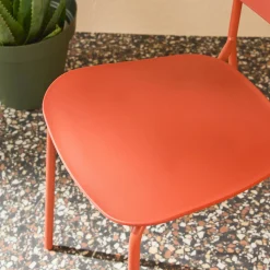 Silla de jardín apilable de acero y plástico, set de 2