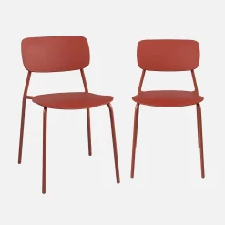 Silla de jardín apilable de acero y plástico, set de 2