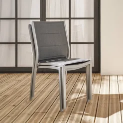 Silla de jardín apilable de aluminio, set de 2