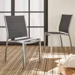 Silla de jardín apilable de aluminio, set de 2