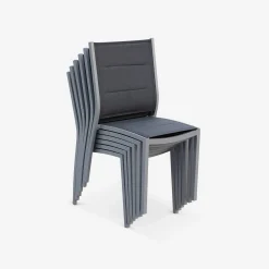 Silla de jardín apilable de aluminio, set de 2