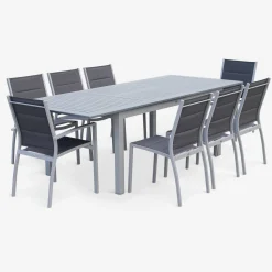 Silla de jardín apilable de aluminio, set de 2