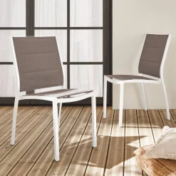Silla de jardín apilable de aluminio, set de 2