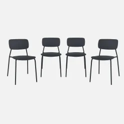 Silla de jardín apilable de acero y plástico, set de 4