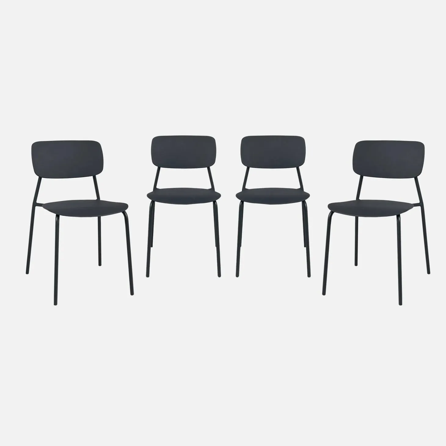 Silla de jardín apilable de acero y plástico, set de 4