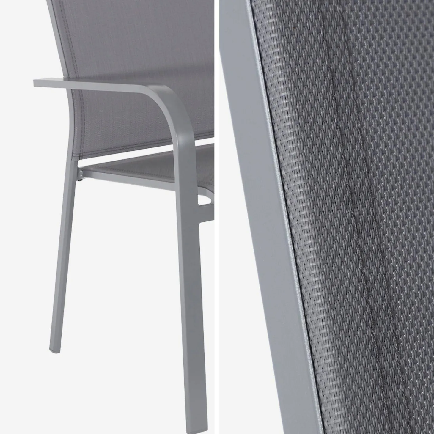 Silla de jardín apilable de aluminio y textileno, set de 2