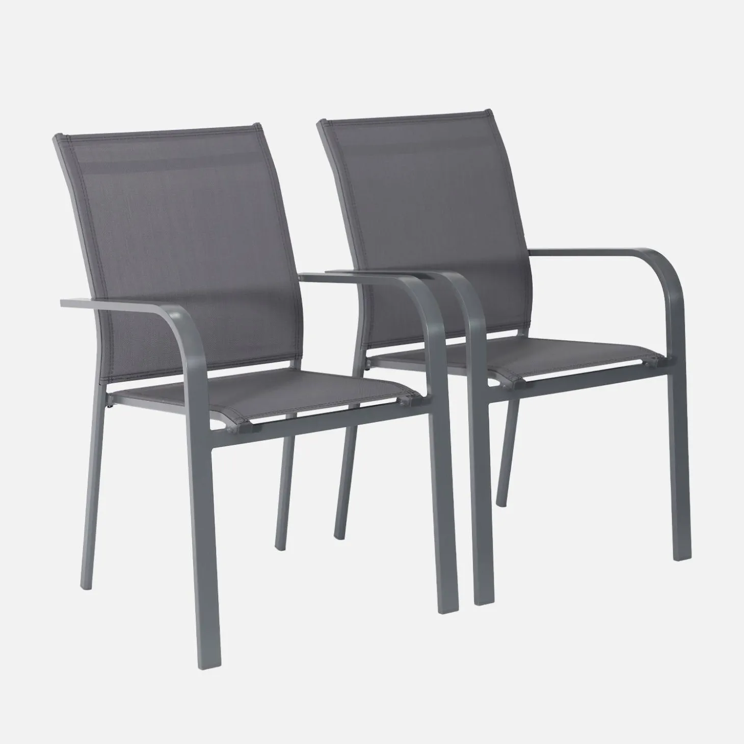 Silla de jardín apilable de aluminio y textileno, set de 2