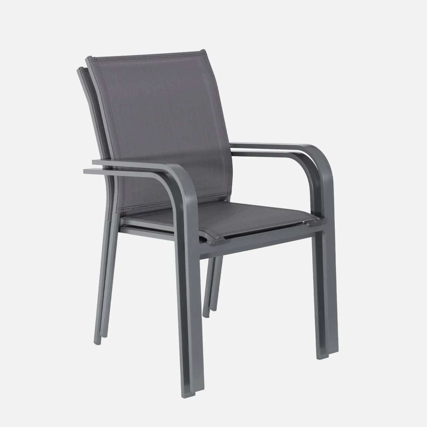 Silla de jardín apilable de aluminio y textileno, set de 2