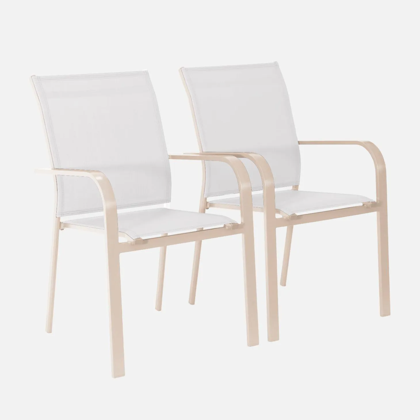 Silla de jardín apilable de aluminio y textileno, set de 2