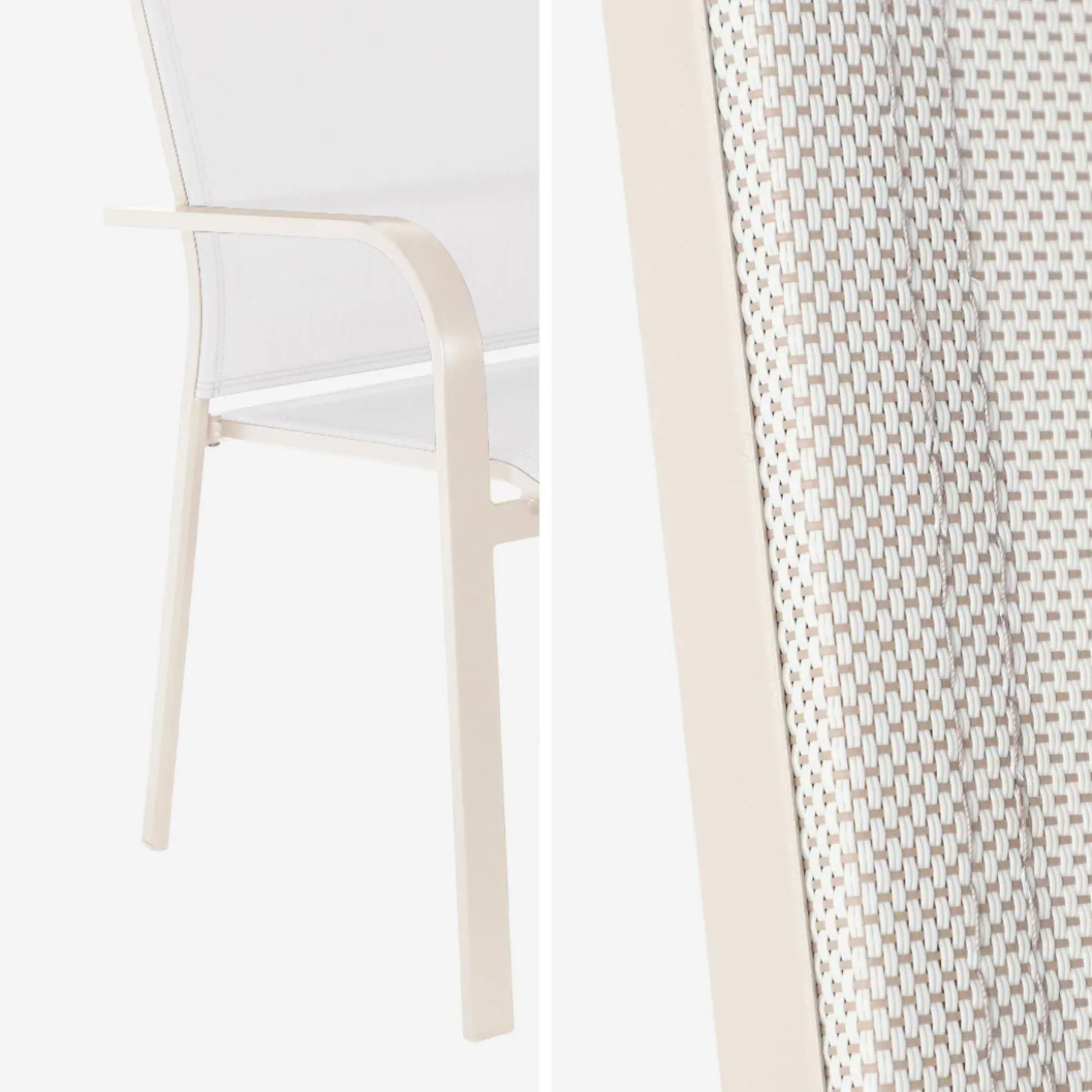 Silla de jardín apilable de aluminio y textileno, set de 2