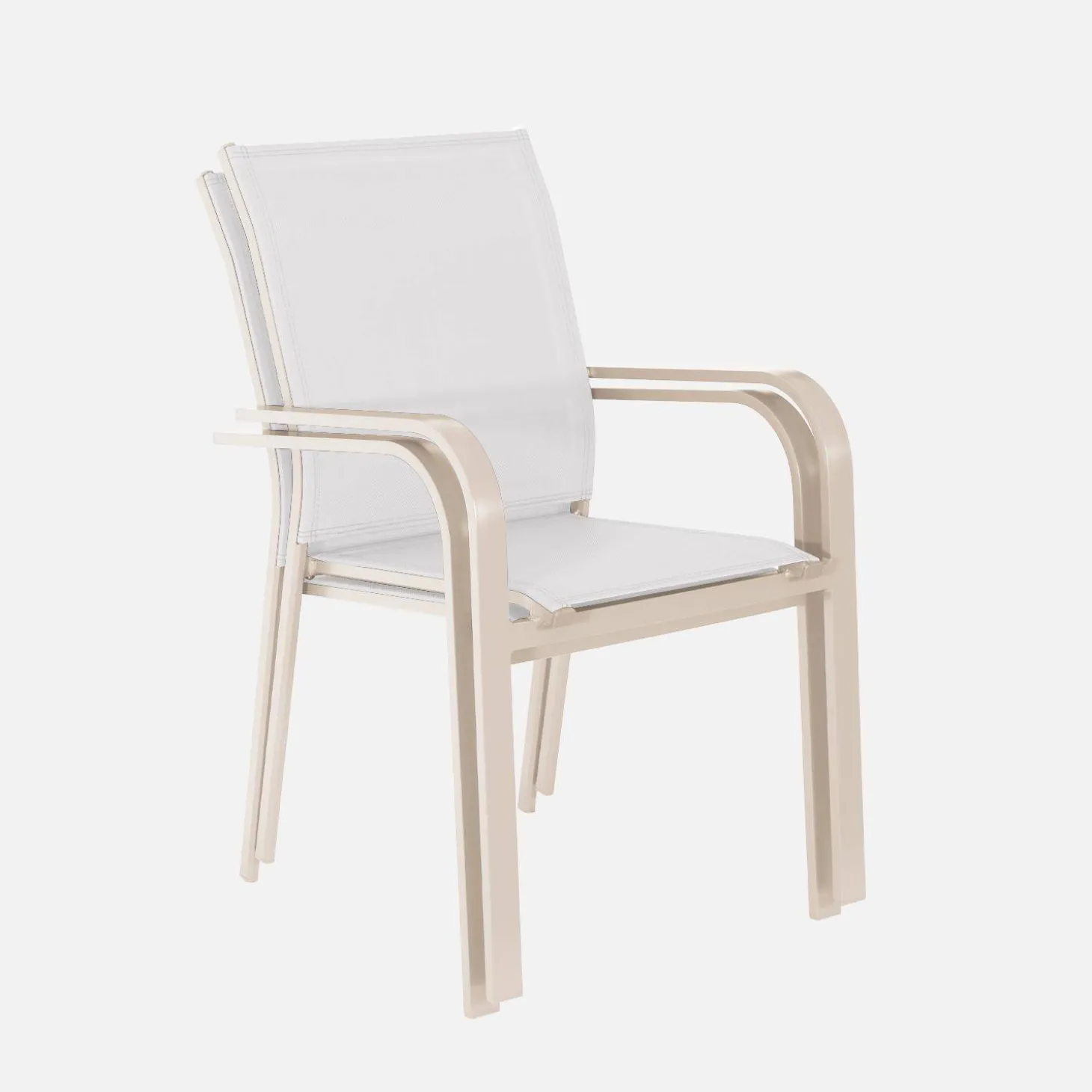 Silla de jardín apilable de aluminio y textileno, set de 2