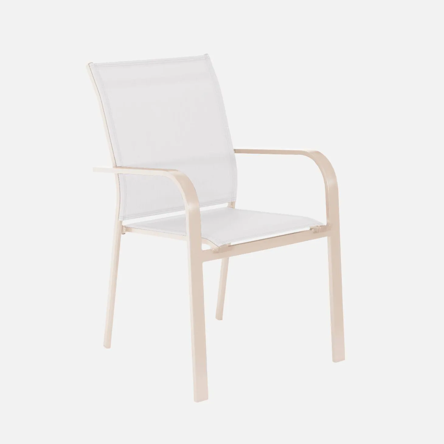 Silla de jardín apilable de aluminio y textileno, set de 2