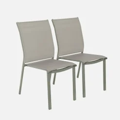 Silla de jardín apilable de aluminio y textilene, set de 2