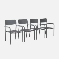 Silla de jardín apilable de aluminio, set de 4