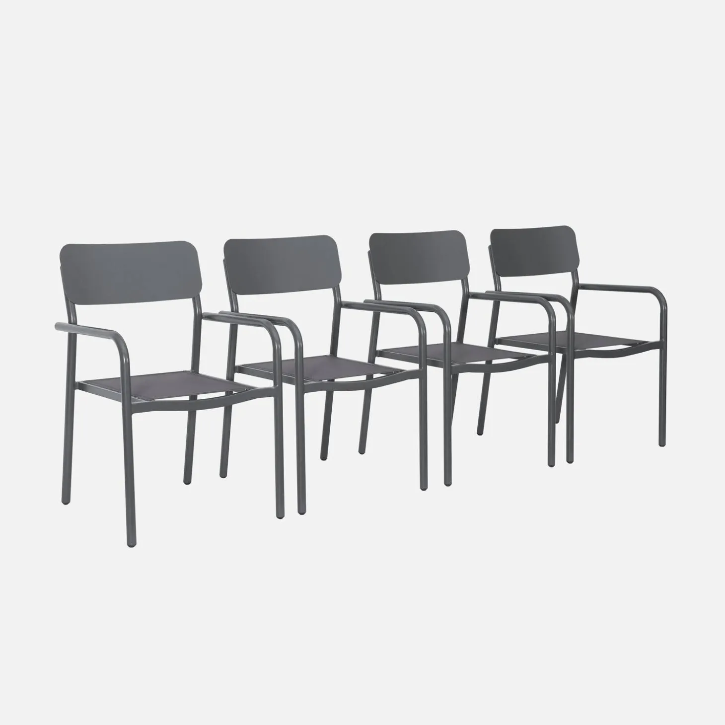 Silla de jardín apilable de aluminio, set de 4