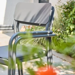 Silla de jardín apilable de aluminio, set de 4