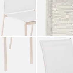 Silla de jardín apilable de aluminio y textilene, set de 4