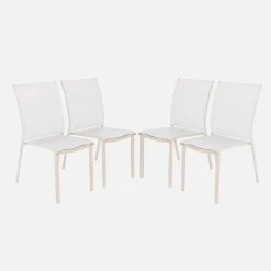 Silla de jardín apilable de aluminio y textilene, set de 4
