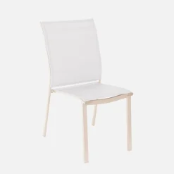Silla de jardín apilable de aluminio y textilene, set de 4