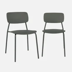Silla de jardín apilable de acero y plástico, set de 2