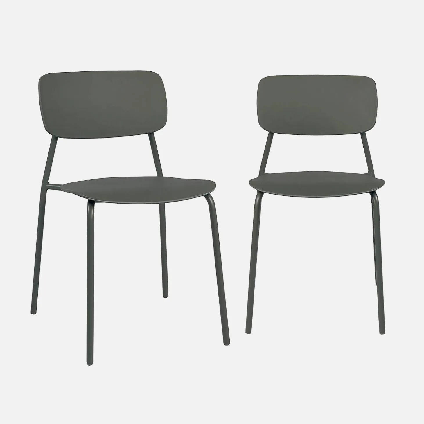 Silla de jardín apilable de acero y plástico, set de 2