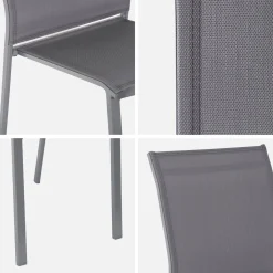 Silla de jardín apilable de aluminio y textilene, set de 4