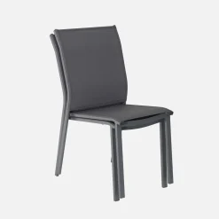 Silla de jardín apilable de aluminio y textilene, set de 4