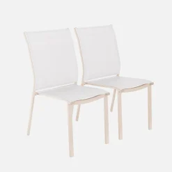 Silla de jardín apilable de aluminio y textilene, set de 2