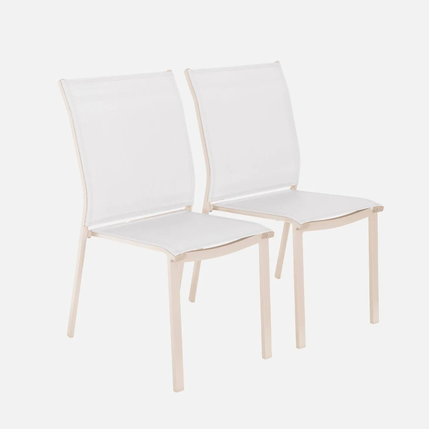 Silla de jardín apilable de aluminio y textilene, set de 2