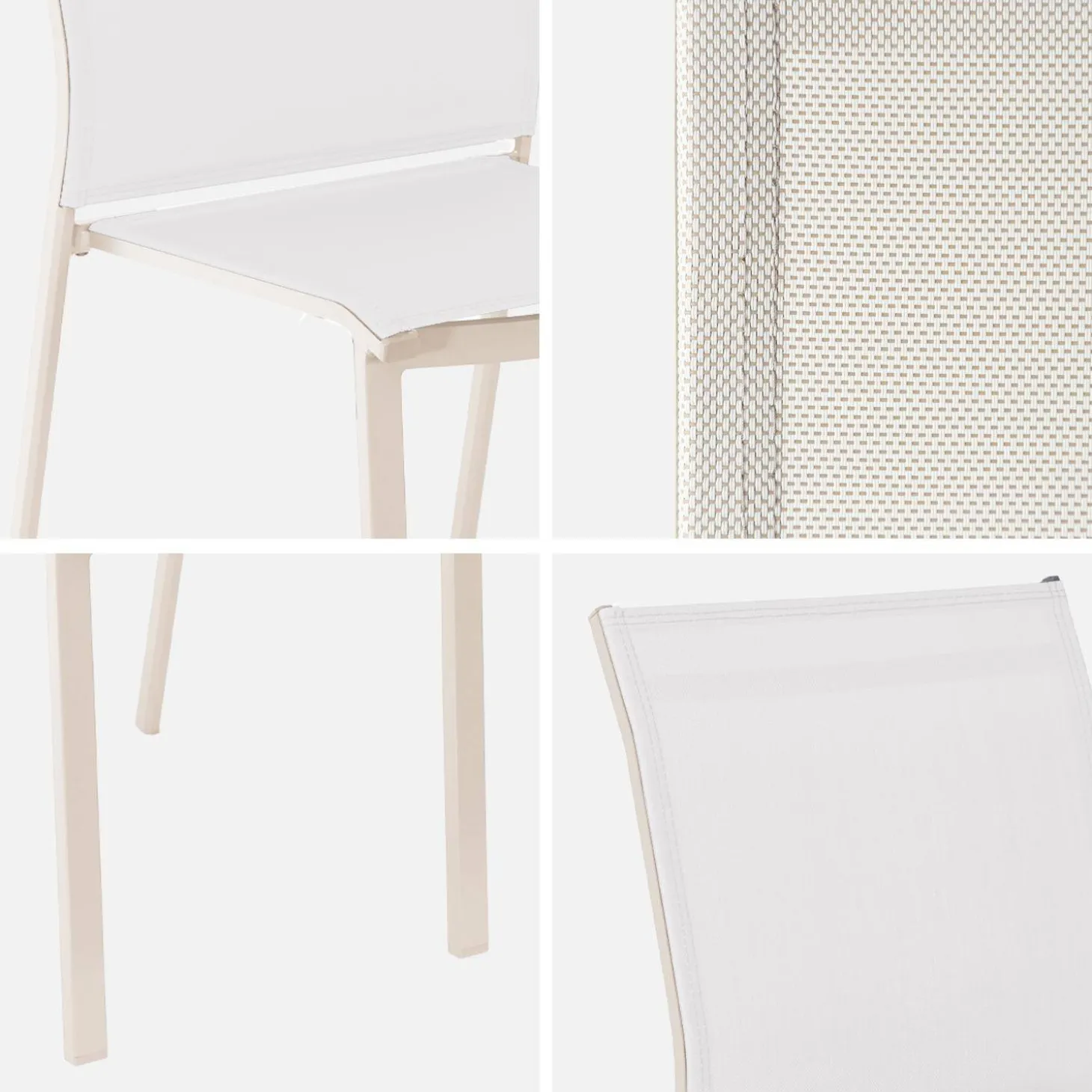 Silla de jardín apilable de aluminio y textilene, set de 2