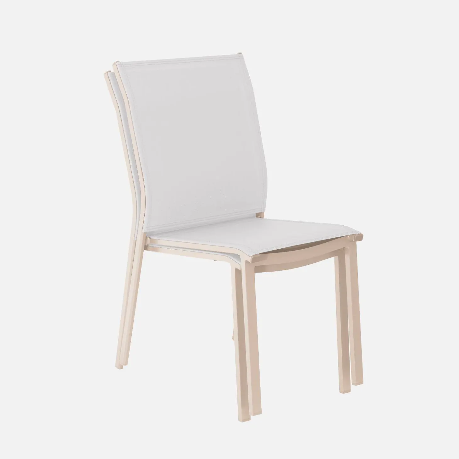 Silla de jardín apilable de aluminio y textilene, set de 2