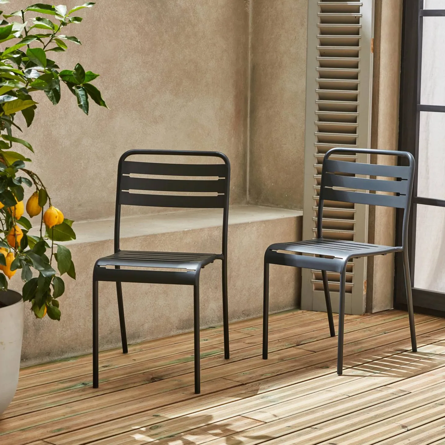 Silla de jardín bistró de acero, set de 2