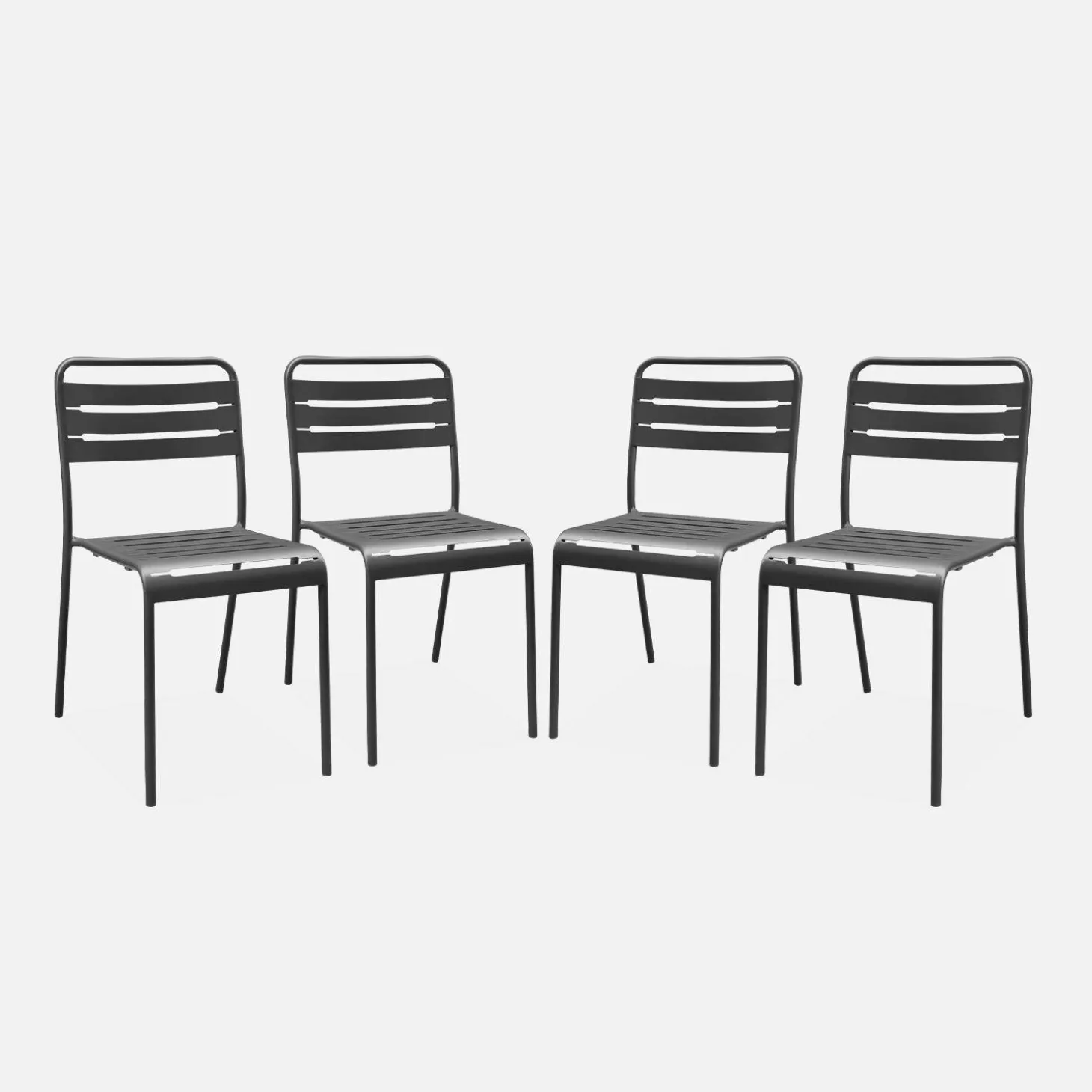 Silla de jardín bistró de acero, set de 4