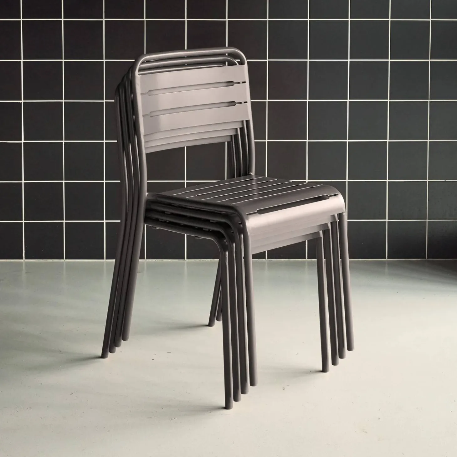 Silla de jardín bistró de acero, set de 4
