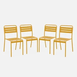 Silla de jardín bistró de acero, set de 4