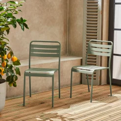 Silla de jardín bistró de acero, set de 2