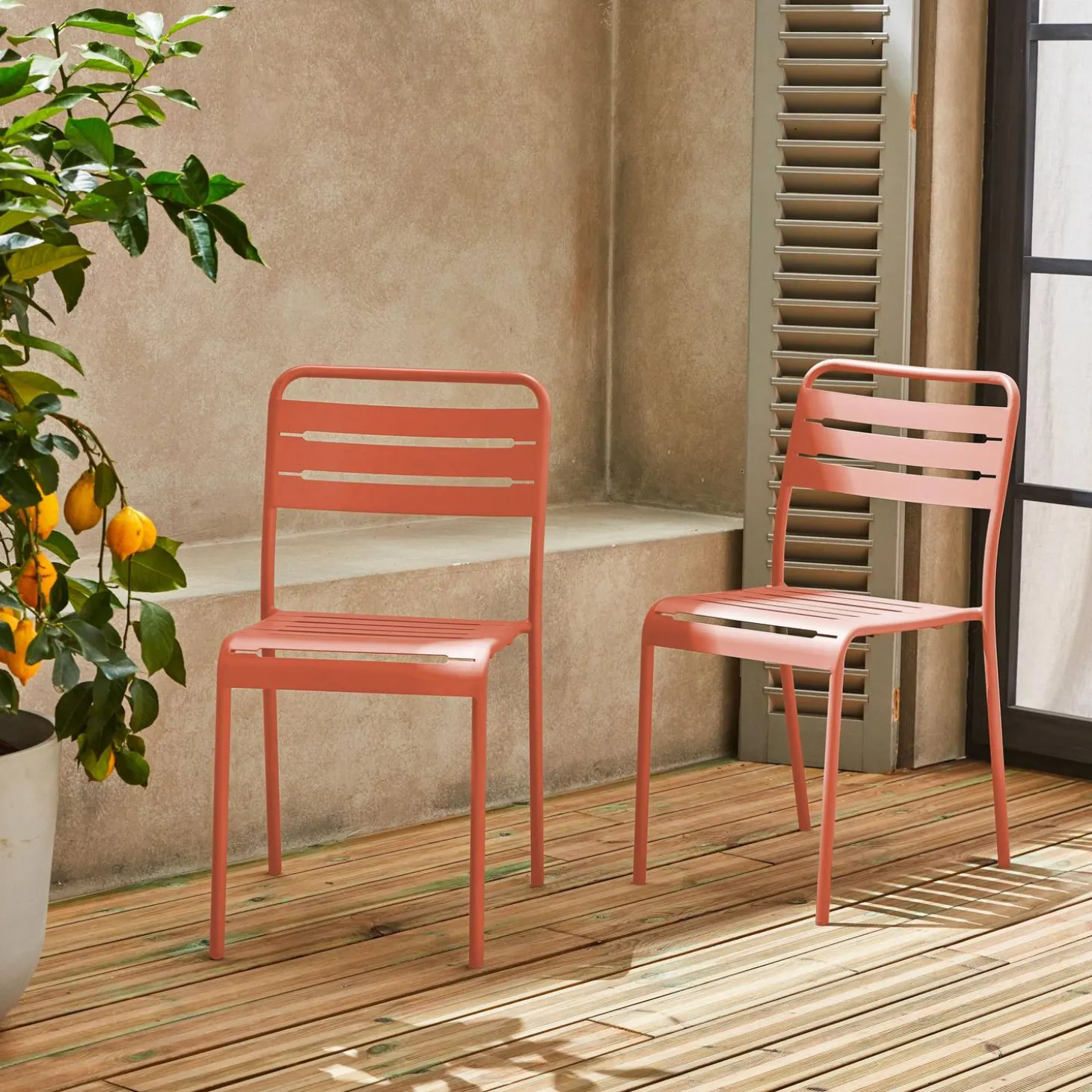 Silla de jardín bistró de acero, set de 2