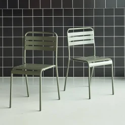 Silla de jardín bistró de acero, set de 2