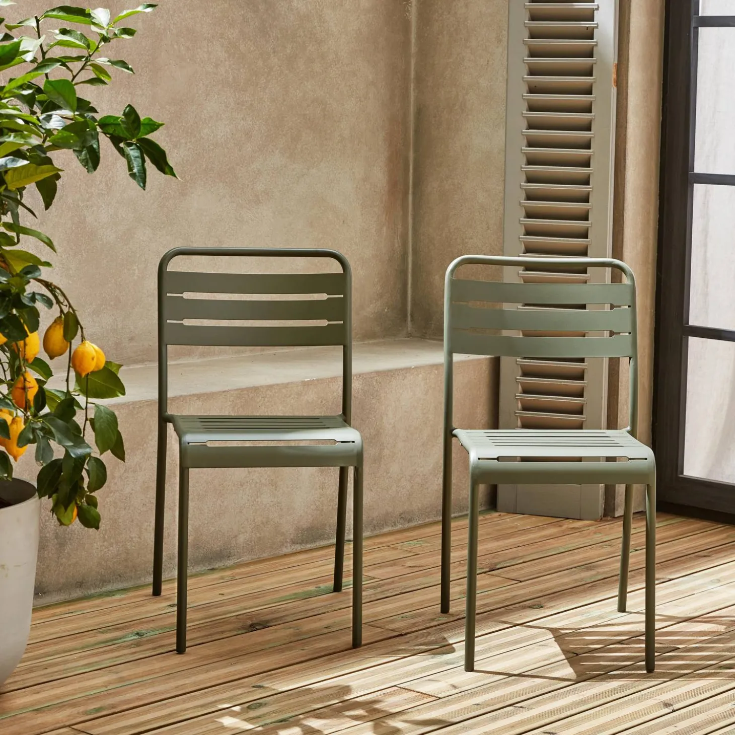Silla de jardín bistró de acero, set de 2